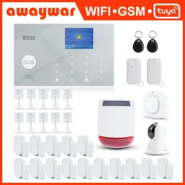 Kits Awaywar Tuya Alarm System 433MHz Wireless WIFI GSM RFID Security kit APP Remote Control Burglar Smart Home PIR Door Detector