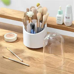 Storage Boxes 360 Degree Rotating Base Cosmetic Organizer 7-compartment Desktop Bucket Beveled Entry Dustproof