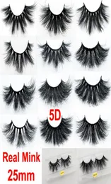 Makeup 3D Mink Eyelashes 25mm Real Mink False Lashes lyxiga mjuka naturliga tjocka ögonfransar 5D Dramatiska ögonfransar Förlängning Handmade4619607