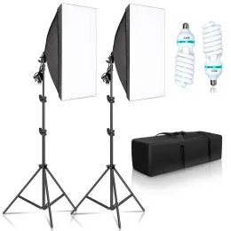 Bags Photography 50x70cm Softbox Lighting Kits Professional Light System with E27 Photographic Bulbs Photo Studio Equipment