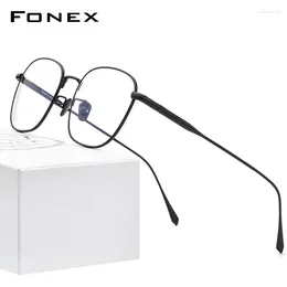 النظارات الشمسية إطارات Fonex Pure Titanium eyeglasses إطار الرجال المربع نظارة 2024 الموضة الذكور نظارات وصفات قصر النظر البصرية 8560