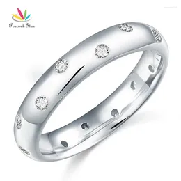 Clusterringe Pfaustar Solid 925 Sterling Silber Braut Hochzeitsband Ring Schmuck CFR8060