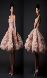 Krikor Jabotian 2016 aftonklänningar Ruffles Organza Strapless Short Prom Dresses Knee Length Party Gown Celebrity Homecoming Dres3122352