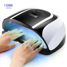 Guns Nail Dryer 54 PCS Light Bead Big Space LED LED UV LAMP لـ MANICURE علاج سريع مع استشعار MOTING LCD Display LAMP