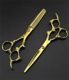 Japão profissional 440C 6 039039 Dragão de ouro Hairs Scissors Haircution Rainning Barbel Bakerting Cutting Shears Hairdressing 27369538