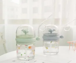 Kids Getränk Sippy Cup Stroh lustiger Sommerflaschen kreativ mit Plastik Tragbare Kinder süße Tumbler Cup Student Wasser trinken 4486412