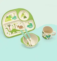 Bamboo Baby Dishes Prow Cup Plates Sets 5pcset subrit progron tableware هدية إبداعية للرضيع طفل الأطفال.