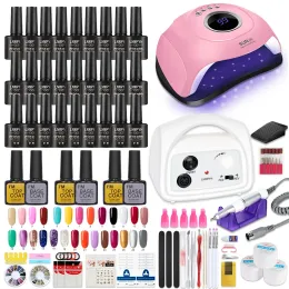 Torkar 90/24 W UV Lamp Nail Set för manikyruppsättning 36 12 Color Gel Lack Set Nail Drill Hine Kit Nail File Tool Nail Extension Set