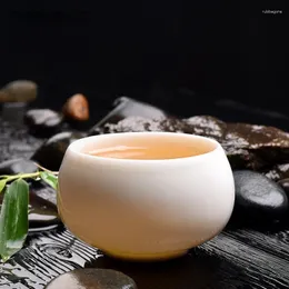 TEAWARE SETS 2 PCS/LOT Kinesisk stil TEACUP Handgjorda Vit Porslin Solid Color Tea Bowl Ceramic Set Accessories Personal Single Cup