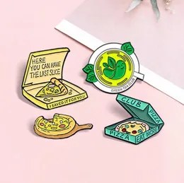 Pizza Club Tea Cup Enamelled Brooches äter mer, här kan du ha den sista skivbroschera ryggsäckklänningar LAPEL BADGE SMEEDDE