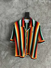 2024 Yaz Yeni Harika Erkek Tasarımcı Lüks Güzel Renk Baskı Örme Gömlek - ABD Boyutu Gömlek - Yüksek Kaliteli Erkek Tasarımcı Düğmesi Kısa Kollu Gömlekler