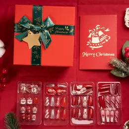 Kits de Natal Presente para meninas kits de unhas falsas com lâmpada UV Pressione as unhas de Natal Kit de unhas Falsas Mulheres Presente Moda Falsa unhas