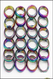 Ленточные кольца ювелирные изделия 6mm retro Fashion Hematite Colorf Ширина кольцо извергнутую поверхность Rainbow Color Рождественский подарок DHTWK1078025