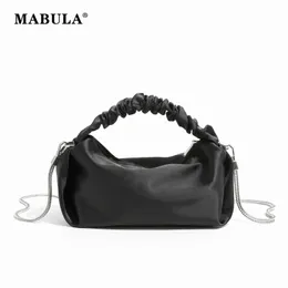 Mabula Luxury Scrunchie Setin Satin Handle Pesses Ruched Design Simples Crossbody Hobo Bag Brand Women Clutch Bolsas 240328
