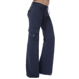 Calça feminina Mulheres Mulheres Solid Solid Ciay Custictring Wide perna as calças de dança de ioga longa para corrida de ginástica de corrida