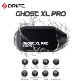 Câmeras Drift Ghost XL Pro 4K+ HD Sport Ação Câmera de vídeo 3000mAh Ipx7 Câmera de capacete Wi -Fi à prova d'água para motocicletas Cam Cam Head