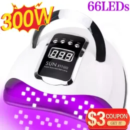 Secadores 300w Atualize lâmpada de unha poderosa com grande exibição de LCD Smart Sensor Sceler de unha para secagem UV Gel Polish Nail Art Salon Equipment