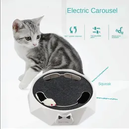 Interactive Electric Cat Toy med Running Mouse Automatisk roterande teaser Pop Play Hide and Seek Hunt Toy för rolig träning 240401