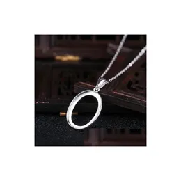 Pendant Necklaces Fine Sier 925 Sterling Semi Mount For Oval Cabochon Amber Agate Opal Jewelry Setting No Necklace280H Drop Delivery P Dhq6C