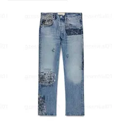 Vujade Proleta Re Art Jeans Denim Teers Luxury Pants Retro Splicing苦しんでいるコットンブレンド刺繍デニムストレートデザイナージーンズ