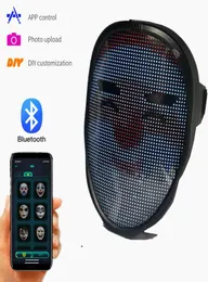 Bluetooth DIY PO Animação Face Máscara Faca App Control Luminous Mask LED Facechanging Máscara de festa LightEmitting Christ8673452