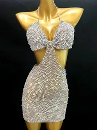 Silver Full S Bikini Mini Dress مثير شبكة الشبكة الشفافية