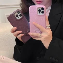 Fashion Designer Phone Case Lychee Mago Maggioto iPhone 15 Promax Triangular Logo 14 Pro 13 12 Anti Drop Phone Cover