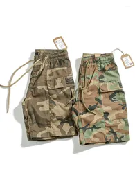 Shorts masculinos Verão Americano Americano Retro Pesado Camuflagem Cargo Pure Colo