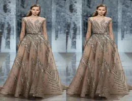 فستان سهرة Ziadnakad طويل الأكمام عالية الرقبة ثوب الفضة الكريستال Zuhair Murad 2020 Yousef Aljasm Kim Kardashian Kylie Jenner5751910