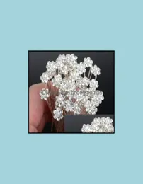 Chieni Accessori per matrimoni Eventi della festa 40 pcs perle perle Hairpins Flower Crystal Rhinestone Hair Pins Clips Domenti damigelle 3193578