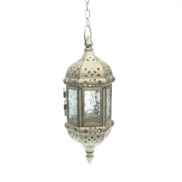 Kerzenhalter marokkanische Metall hohl Hanging Halter Dekorative Laterne Lampe mit 66 cm Ketten für Hochzeitsheimdekoration