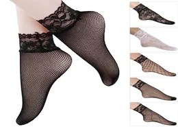 Women039s Ladies Autumn Sexy Mesh Silk Socks för kvinnliga ultratin transparenta nylon korta strumpor med spets hög elasticitet T20096017045