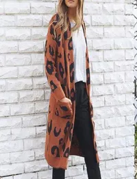 Ishowtienda 카디건 여성 스웨터 2018 긴 플러스 사이즈 가디건 스웨터 캐주얼 표범 프린트 코트 여성 Sueter Mujer7208778
