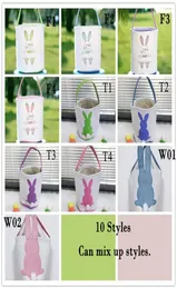 DHL Easter Egg Storage Basket Canvas Bunny Ear Busket Kreatywna torba na prezent wielkanocną z dekoracją ogona królika 8 stylów1651883