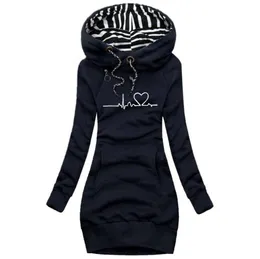 Kadın039s trençkot outono e inverno vestidos femininos moma manga comprida hoodie vestido casu capuz para mulheres pu8785589