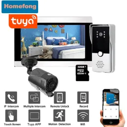 Controle HomeFong 1080p Intercom Intercom Video Phone Phone Phone sem fio Tuya Smart Remote Controle com CCTV Câmera de segurança Registro
