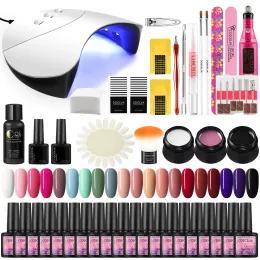 Guns Coscelia Nail Gel Polish Set UV Gel Jelly Nail Extension Gel With UV LED Lamp Nail Borr Nail Manicure Tools Nail Builder Kit