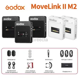 Microfones Godox Wireless Microphone Movelink II M1 M2 2.4 GHz Trådlös Lavalier PC -kamera Telefon Professionell Bluetooth Mic för Vlogging 240408