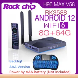 Box Android 12.0 Wifi6.0 Quad Core Rockchip RK3588 4GB 8GB 32GB 64GB 1000M LAN 2.4G 5GデュアルWIFI BT4.0スマートテレビボックスH96 MAX V58