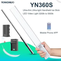 バッグYongnuo YN360S Ultrathin、Ultralight Handheld Ice Stick LED Video Light 3200Kから5500Kを電話アプリで制御するカメラカメラLEDライト