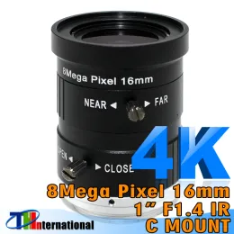 Parçalar 4K 5MP 8MP 10MP 16mm F1.4 C Mount Professional 1 "CCTV Lens Güvenlik Kameraları için Endüstriyel Makine Görme lens Endüstriyel