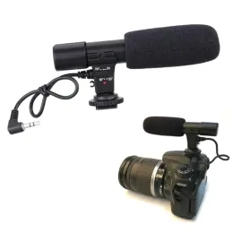 Mikrofonlar Profesyonel Harici Stereo Mikrofon 3,5mm Kameralar Dijital Video Kamera DSLR Kamera için Mikrofon Kayıt