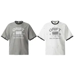 Herren-T-Shirts FAR ARCHIV DOT TINK Colorblocking Retro T-Shirt Kurzhülse graue Beige Tops Herren Damen Lose Casual T-Shirt J240402