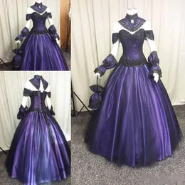 Schwarz lila gotische Brautkleider 2020 Plus Size Steampunk Victorian Halloween Ballkleid Hochzeitskleid Vampir Country Garten BR1918174