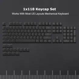 Accessori 118 Chiave a basso profilo Black PBT KeyCap Horizon Keycap retroilluminato per la tastiera meccanica MX Gateron Cherry con layout USA e UK