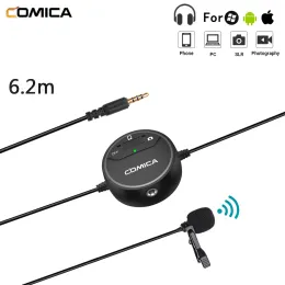 Microphones Lavalier Microphone COMICA V03 6.2m Microphone lapel with realtime monitoring For IPhone Android Smartphones DSLR OMSO GOPRO