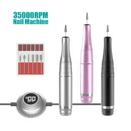 Borrar nya 35000 rpm nagelborrmaskin elektrisk nagel slipmaskin USB manikyr maskin malning skärare nagelmaskinutrustning nagel svarv