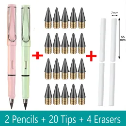 연필 26pcs/set kawaii Infinity Pencils No Sharpening Eternity Pencils 잉크 무제한 펜 미술 학교 문구 용품 펜촉 지우개