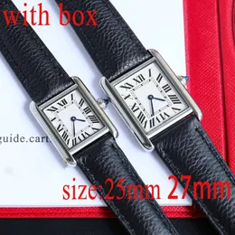Luxury Tank Leather Womens Watch Designer Watch Quartz Movement Fashion High Quality Watch Couple Classic Square Watch 25mm 27mm Sapphire Waterproof Watch