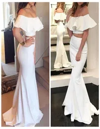 Cheap Two Pieces Prom Dresses Long 2018 Sexy Off The Shoulders Mermaid Evening Gowns Satin Formal Party Dress Vestidos De Fiesta4538948